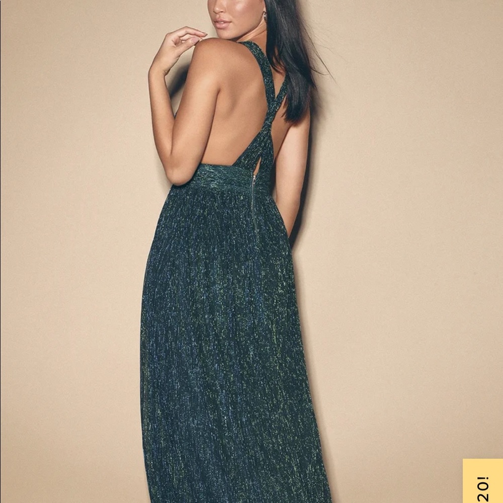Lulus Looking Radiant Blue/Green Metallic Dress